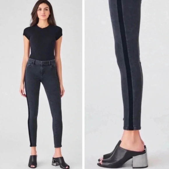 DL1961 Margaux Instasculpt Mid Rise Ankle Skinny Morrison Velvet Side Stripe 27 - Picture 1 of 8